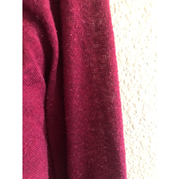 Dark Red Long Sleeve Crop Top - Picture 4 of 5